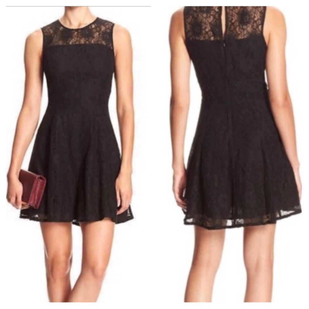 Banana Republic Black Lace Fit Flare Dress